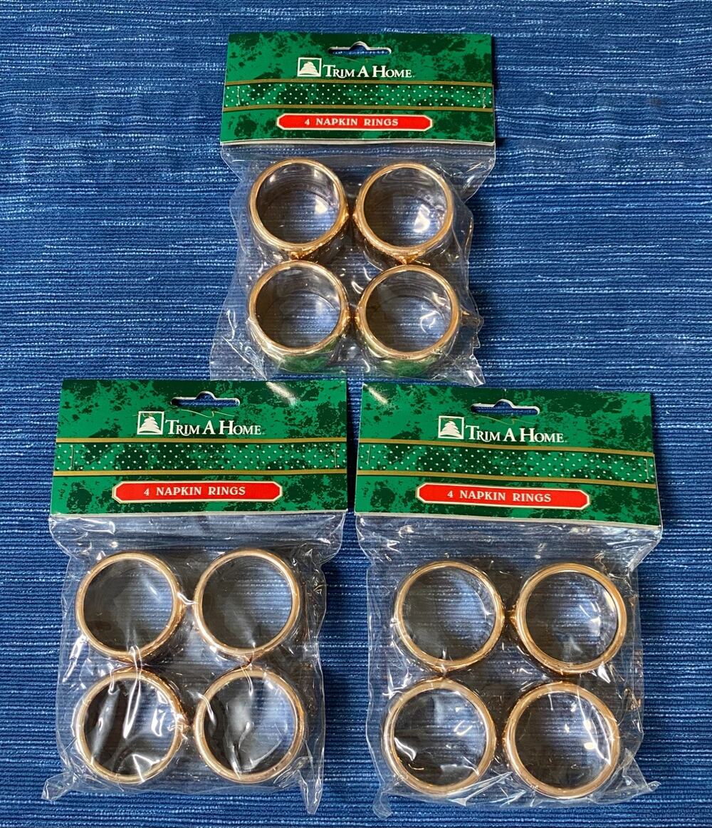 TRIM A HOME 12 Napkin Rings Metallic New Old Stock Kmart Rose Gold Copper